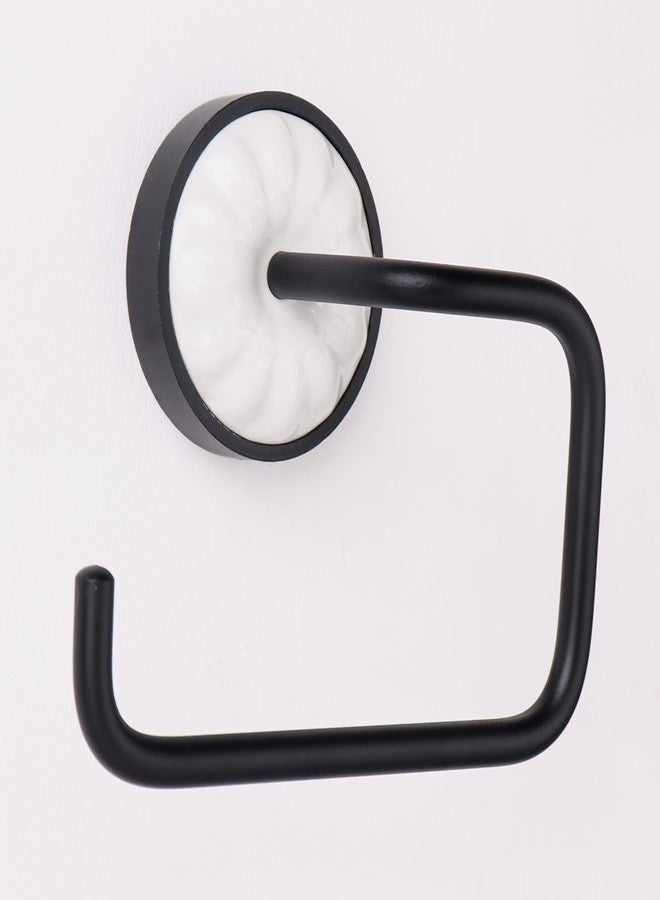 Indian-Shelf حامل ورق تواليت فاخر من إنديان شيلف - حامل ورق تواليت سيراميك أسود وأبيض - أدوات حمام فريدة - حامل مناديل جداري بتصميم كلاسيكي - علاقة أنيقة لورق التواليت - Image 4